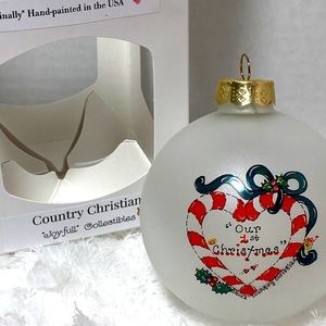 Our First Christmas Ornament Glass Ball Country Christian Couples Marriage Gift